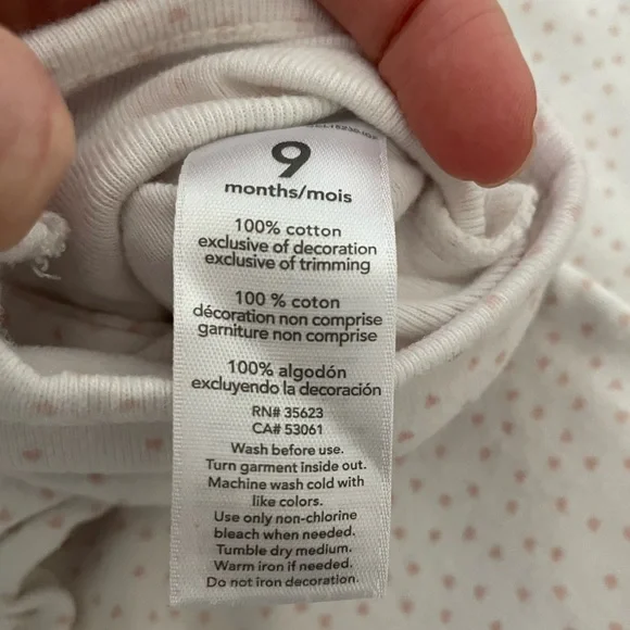 Carter’s Infant Heart 2pc Jumper Set, size 9m, in pink and white - Picture 6 of 8